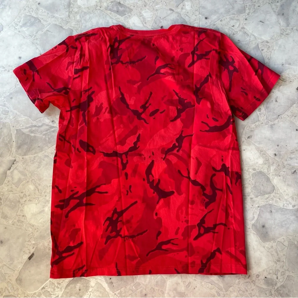 Adidas Red and Blue Short Sleeve Tee with Camo Abstract Pattern - Picture 5 of 5